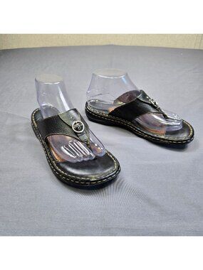 Born Leather Sandals Womens Size 6 US 36.5 Black Flip Flops